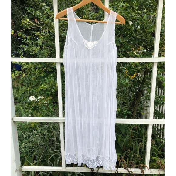 Vintage Ethereal Sheer Crinkle Slip Dress Overdress Underdress S/M - Picture 5 of 17
